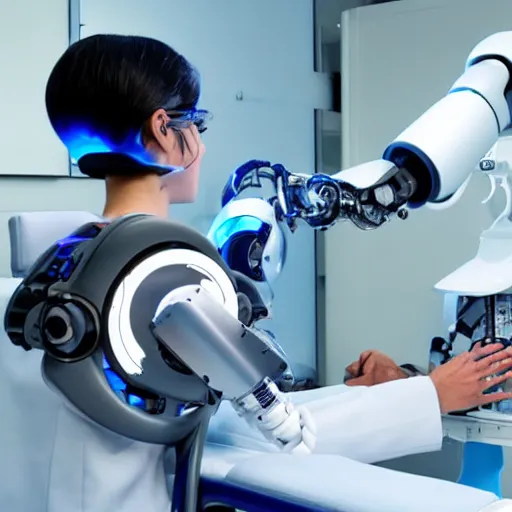 Image similar to robotic arm operating a patient in a hospital