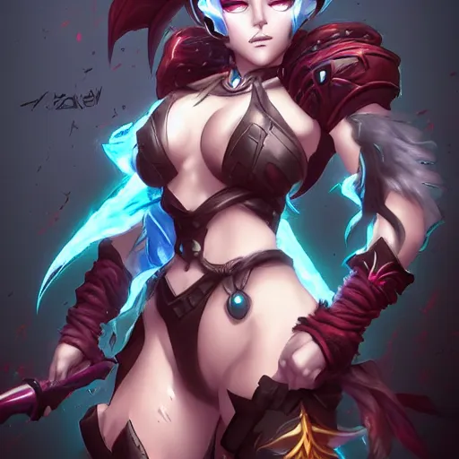 Prompt: female beautiful ruin warrior character anime league of legends dark underwolrd hades splash art by Oussama Agazzoum artstation