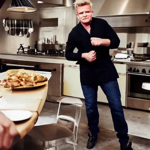 Image similar to Gordon Ramsay eating someone’s house