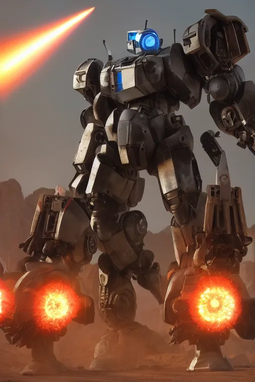 Image similar to mechwarrior 5 : mercenaries mech megaman transformer robot boss tank engine game octane render, 4 k, hd 2 0 2 2 3 d cgi rtx hdr style chrome reflexion glow fanart, global illumination ray tracing hdr fanart arstation by sung choi and eric pfeiffer and gabriel garza and casper konefal pixar and disney unreal zbrush central hardmesh