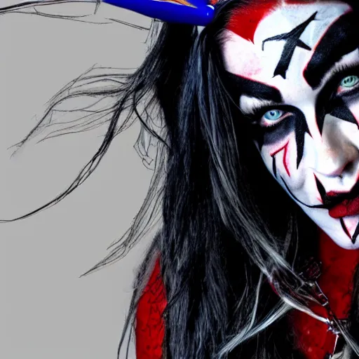 Image similar to portrait of megan fox as a juggalo, photorealistic, 8 k,