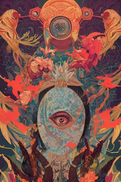 Image similar to Tristan Eaton, victo ngai, peter mohrbacher, artgerm Asura portrait