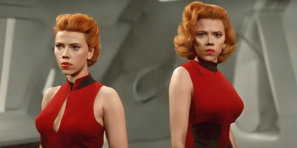 Image similar to Scarlett Johansson in a scene from Star Trek the original series