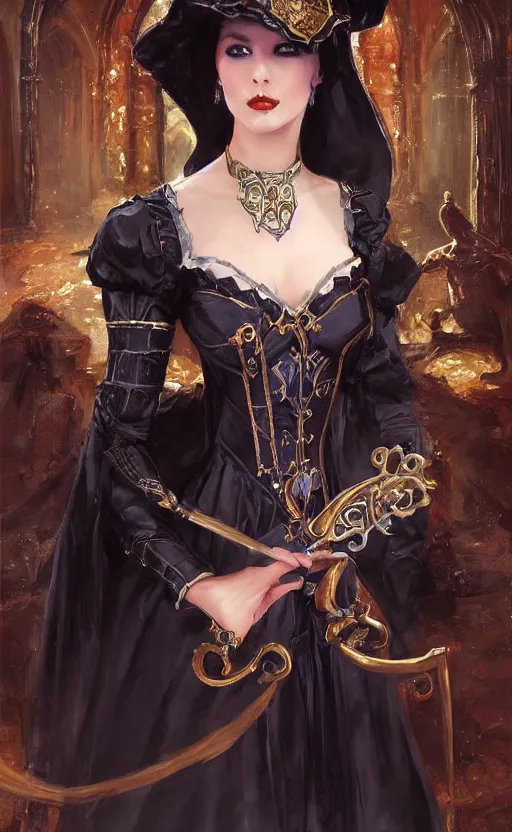 Image similar to Alchemy Imperial Princess knight gothic girl. By Konstantin Razumov, highly detailded