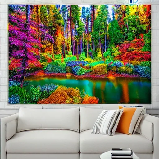 Prompt: colorful forest lake, realistic, detailed