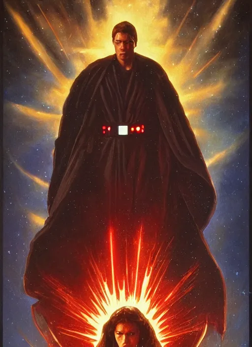 Prompt: epic cinematic poster artwork for featuring portraits for lost star wars film end of an empire ( 1 9 9 0 ), moody painting by drew struzan, beautiful backlit, colorful, iconic composition, epic award winning, artstation, extremely detailed, flare, photorealistic, 4 k