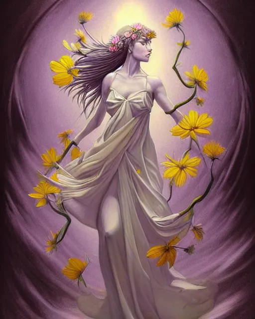 Image similar to a painting of a beautiful 🌸🌼💮, an ultrafine detailed painting, by mark brooks, centered full body, featured on deviantart, fantasy art, detailed painting, deviantart, anime