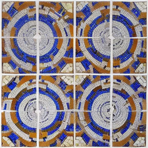 Image similar to beautiful roman mosaic of mc escher tiles, detailed, intricate