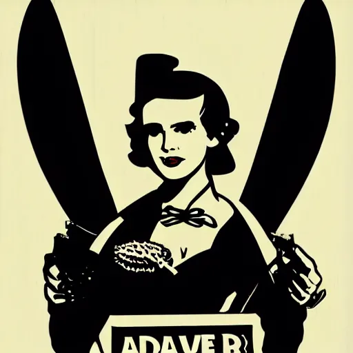 Image similar to individual pretty ada lovelace silk screen butcher billy style