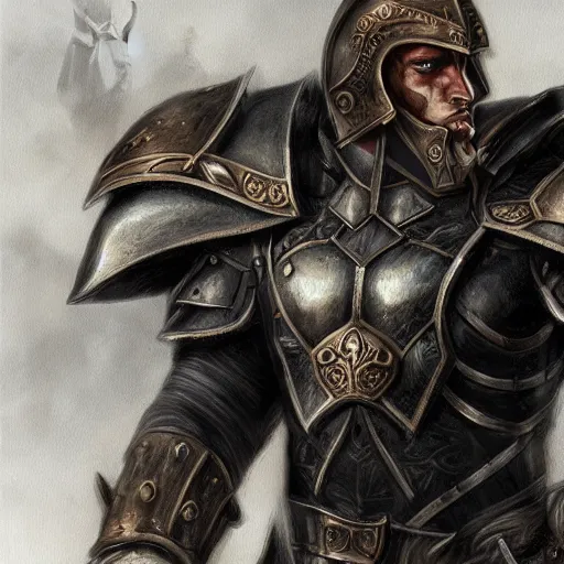 Prompt: detailed portrait of a black Minotaur general in plate armor, fantasy painting, concept art