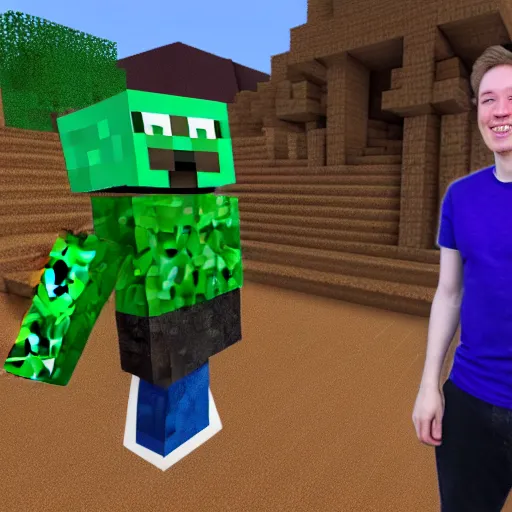 Creeper Minecraft Made Paper Real Life Stock Photo 2058235523