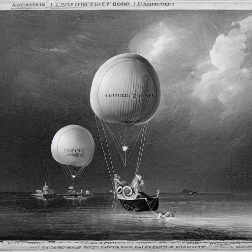 Prompt: ballon - poisson, a navigable balloon designed by aeronaut ferdinand lagleize