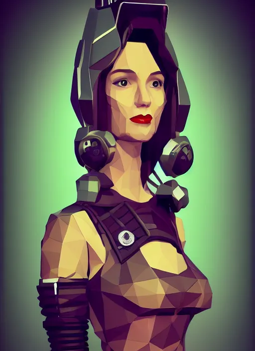 Prompt: d & d style retro sci - fi pilot pinup beautiful face and wearing full detailed clothing, lowpoly