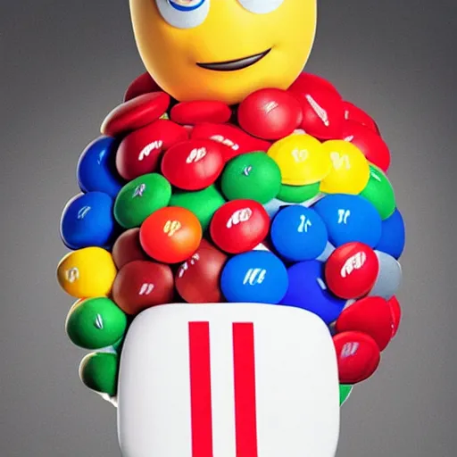 Image similar to an M&M mascot disguised as Eminem