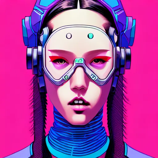 Image similar to portrait painting of a cyberpunk olivia hye from loona, sharp focus, award - winning, trending on artstation, masterpiece, highly detailed, intricate. art by josan gonzales and moebius and deathburger