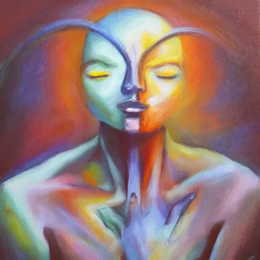 Prompt: The awakening of the inner mind, oil painting.