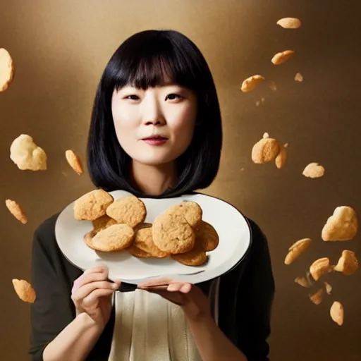 Image similar to doona bae in a commercial film for lorna doone cookies, promotional image, high quality, studio lighting,