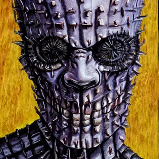 Prompt: Scary painting a pinhead from hellraiser 4k detail