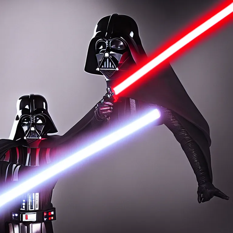 Image similar to darth vader light saber shot, studio photo, hdr, dynamic lighting, red and black colors only, 8 k