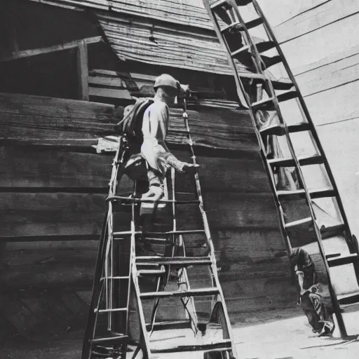 Image similar to photo of a person walking under a ladder with a heavy load above