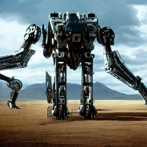 Image similar to cinematic still in westworld, mech by mamoru nagano