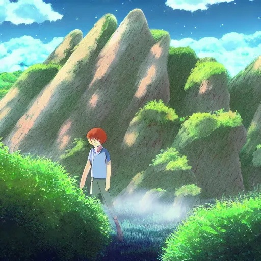 Image similar to landscape of the eternal rest, in the style of studio ghibli, award - winning, 4 k