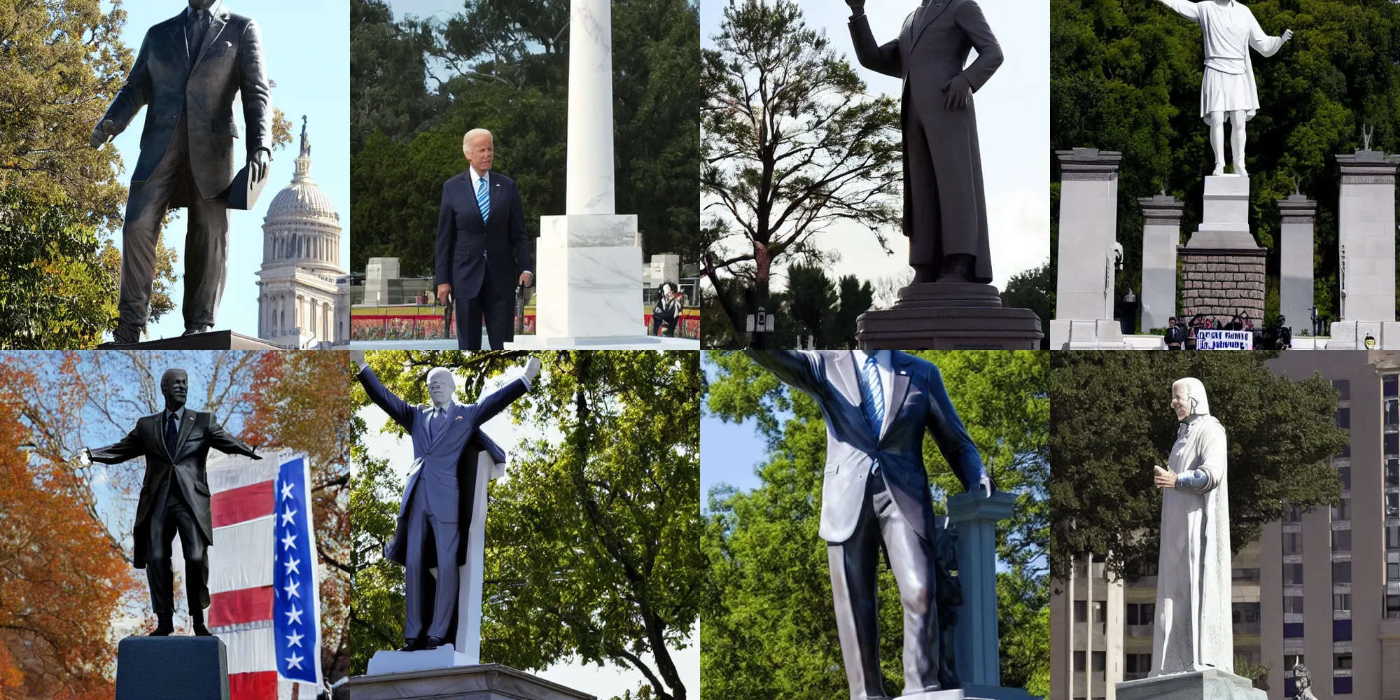 Prompt: Joe Biden the redeemer statue