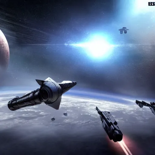 Image similar to space battle of second death star by dali, epic scope, cinematic lighting.