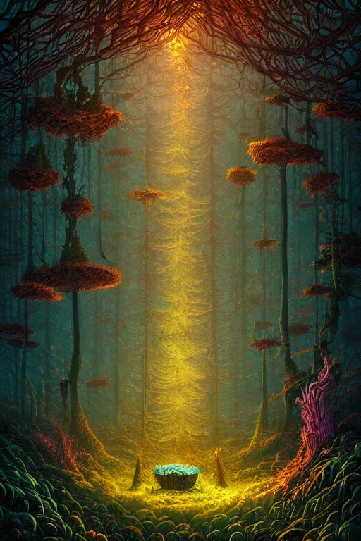 Image similar to fantasy forest. macro. dan mumford beeple. michael cheval. anato finnstark.