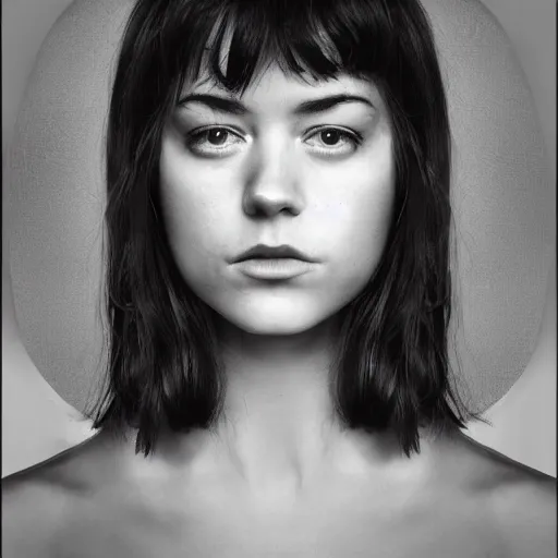 Image similar to a masterpiece portrait photo of a beautiful young woman who looks like a demonic mary elizabeth winstead, symmetrical face