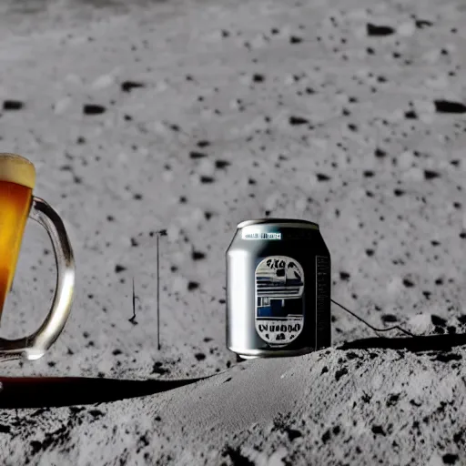 Image similar to photo of an electric guitar and a beer can on the moon surface