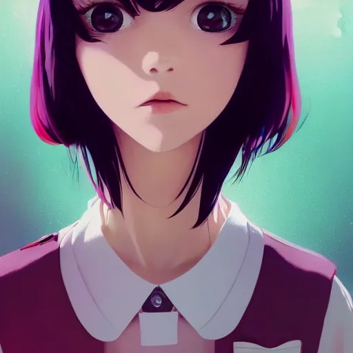 Prompt: portrait of brunette girl wearing maid uniform by ilya kuvshinov and anna dittmann and studio ghibli and wlop and rossdraws, digital art, trending on artstation, anime arts, featured on pixiv, purple lighting, hd, 8 k, highly detailed, good lighting, beautiful, epic, masterpiece, nazi chiq