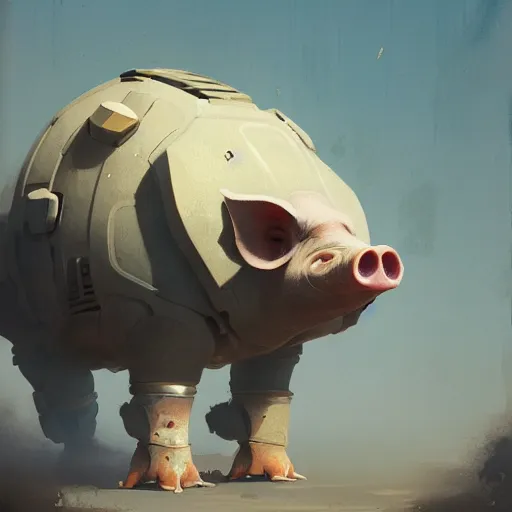 Image similar to 🤖🐷, digital Art,hyperrealist, artstation, greg rutkowski