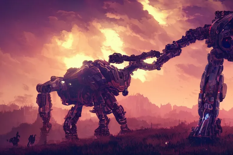 Image similar to stalker machine mecanical creature robot of horizon forbidden west horizon zero dawn radiating a glowing aura global illumination ray tracing hdr fanart arstation by ian pesty and alena aenami artworks in 4 k