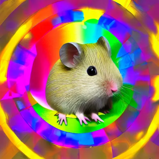 Image similar to rainbow hamster in the style of stray, 8 k, hd, light reflection