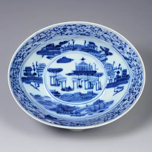 Image similar to photograph of kangxi blue and white porcelain