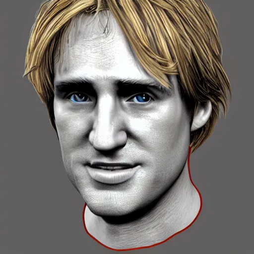 Image similar to a texture map for a character model of owen wilson