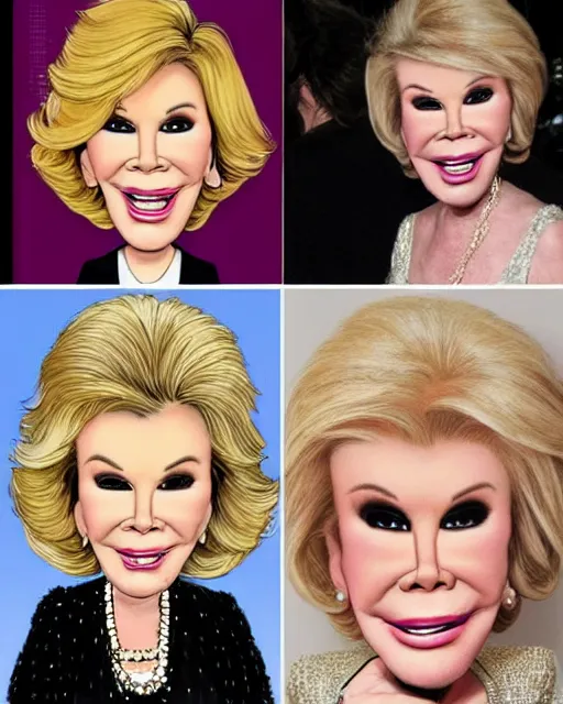 Prompt: Joan Rivers showing you why not to get botox, caricature