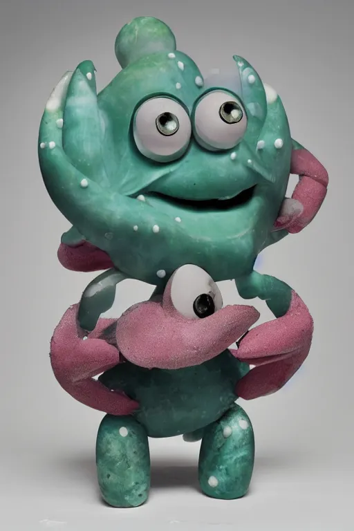 Image similar to eugene krabs of bikini bottom, marble sculpture