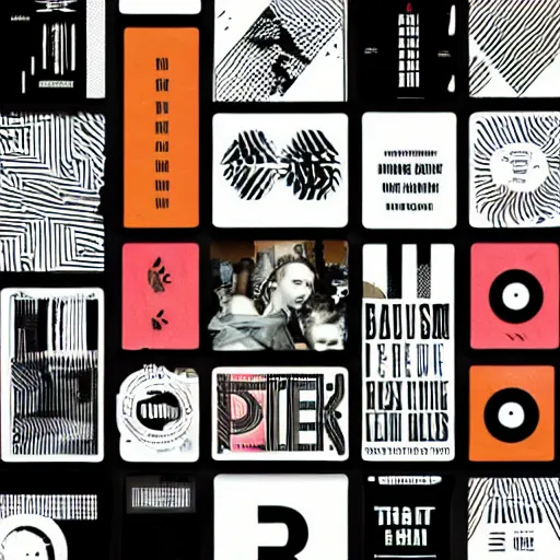 Image similar to beautiful cool graphic design for pitchfork festival, bauhaus style photo collage stickers bold text design