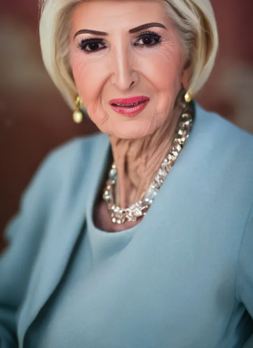 Image similar to dslr photo portrait still of 7 5 year old age 7 5 ivanka trump at age 7 5!!!, 8 5 mm f 1. 8