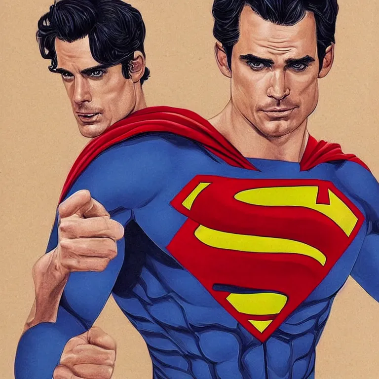 Image similar to highly detailed portrait of Matt Bomer as Superman, intricate, masterpiece