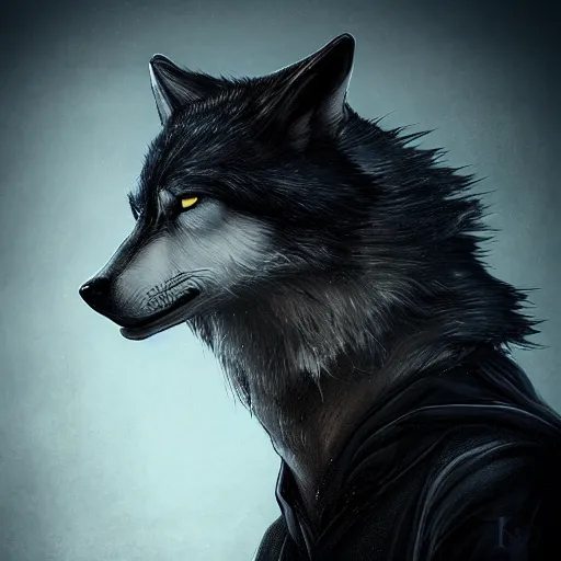 Image similar to A wolf wearing black hoodie, Maya engine, artstation, deviantart contest winner, hyperdetalied,