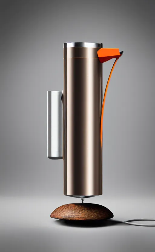 Image similar to a stylish handheld electric beverage mixer ; natural materials ; industrial design ; behance ; le manoosh ; pinterest ; if design award ; reddot design award