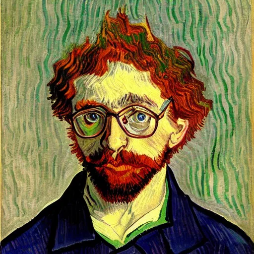 Prompt: portrait of sam hyde painted by vincent van gogh