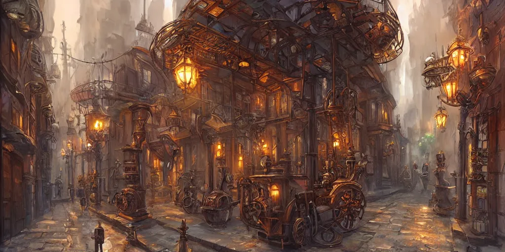 Image similar to Steampunk city alley By Konstantin Razumov, highly detailded