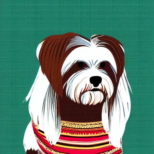 Prompt: Tlingit print of havanese dog