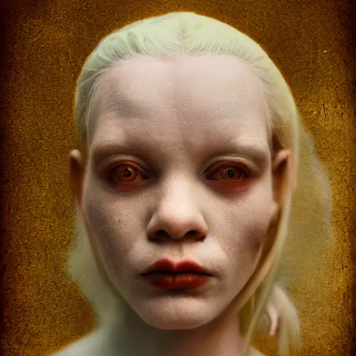 Prompt: realistic expired kodak film portrait of albino india woman tentacled creature mix, celestial, hyperrealism, hypermaxiymalism, photorealistic, detailed, atmospheric, 8 k, award winning photography, cinematic