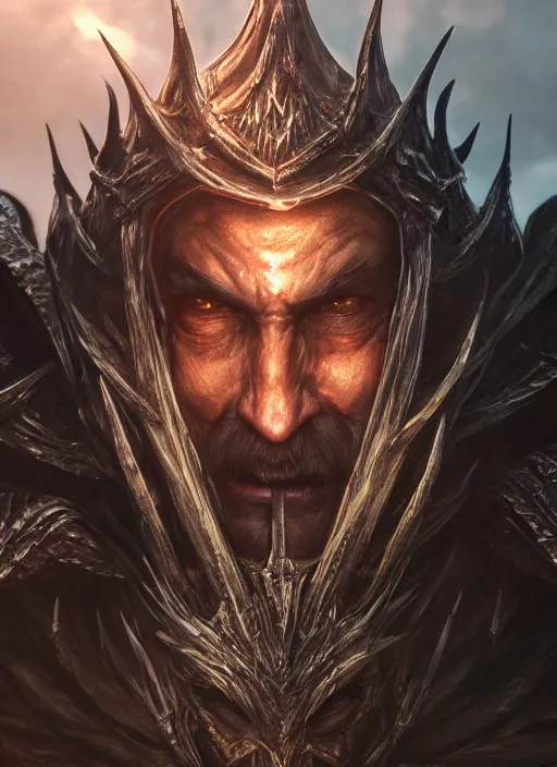 Image similar to evil king, ultra detailed fantasy, elden ring, realistic, dnd character portrait, full body, dnd, rpg, lotr game design fanart by concept art, behance hd, artstation, deviantart, global illumination radiating a glowing aura global illumination ray tracing hdr render in unreal engine 5