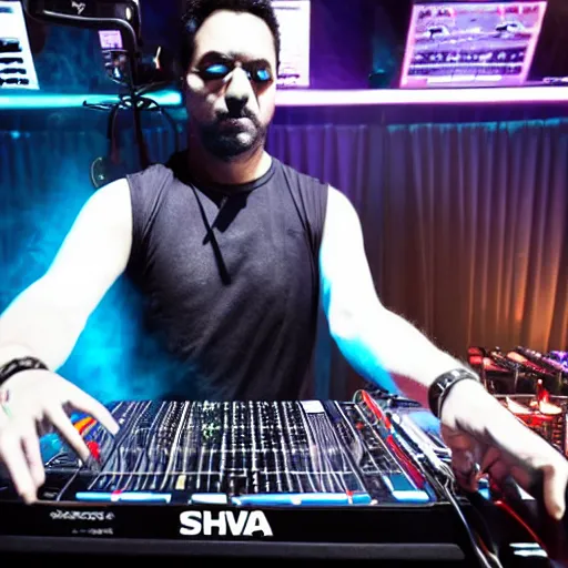 Prompt: shiva on the dj decks